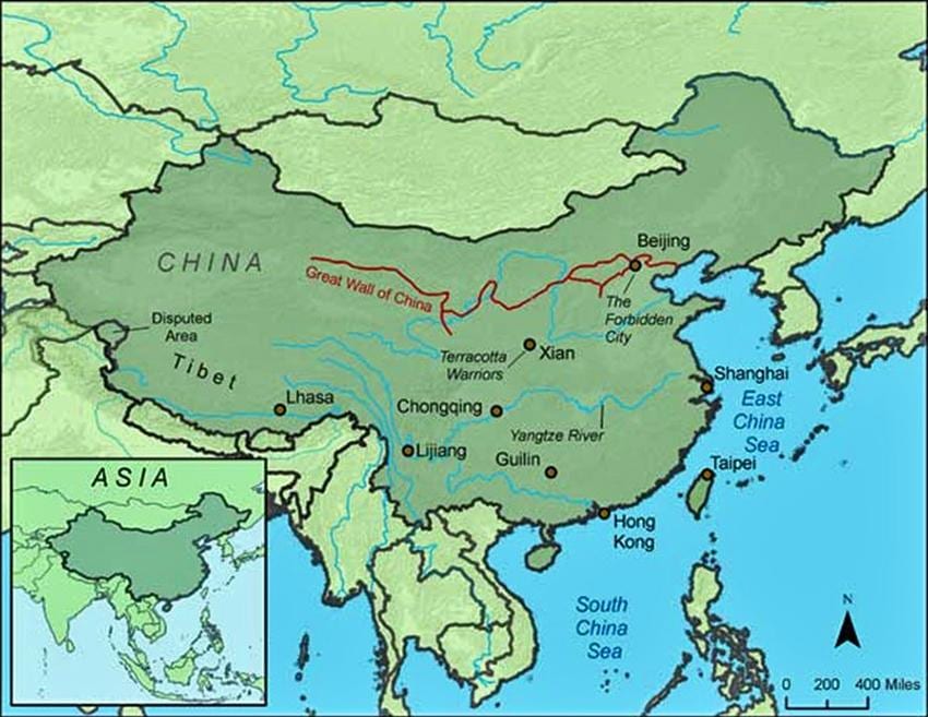 χάρτης της Κίνας great wall