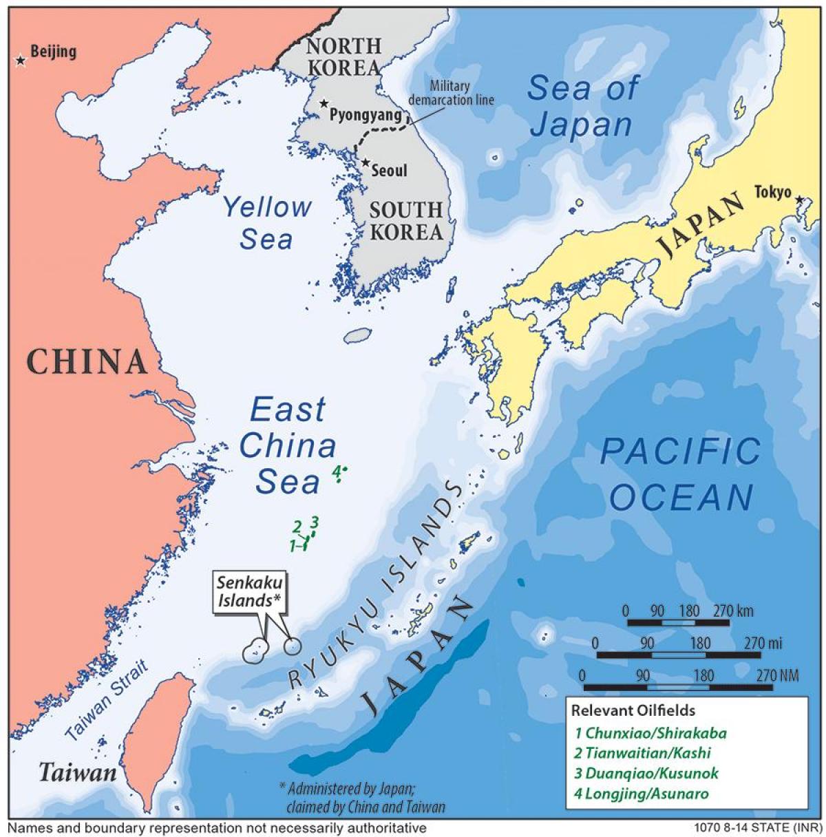 χάρτης της ανατολικής θάλασσας της Κίνας