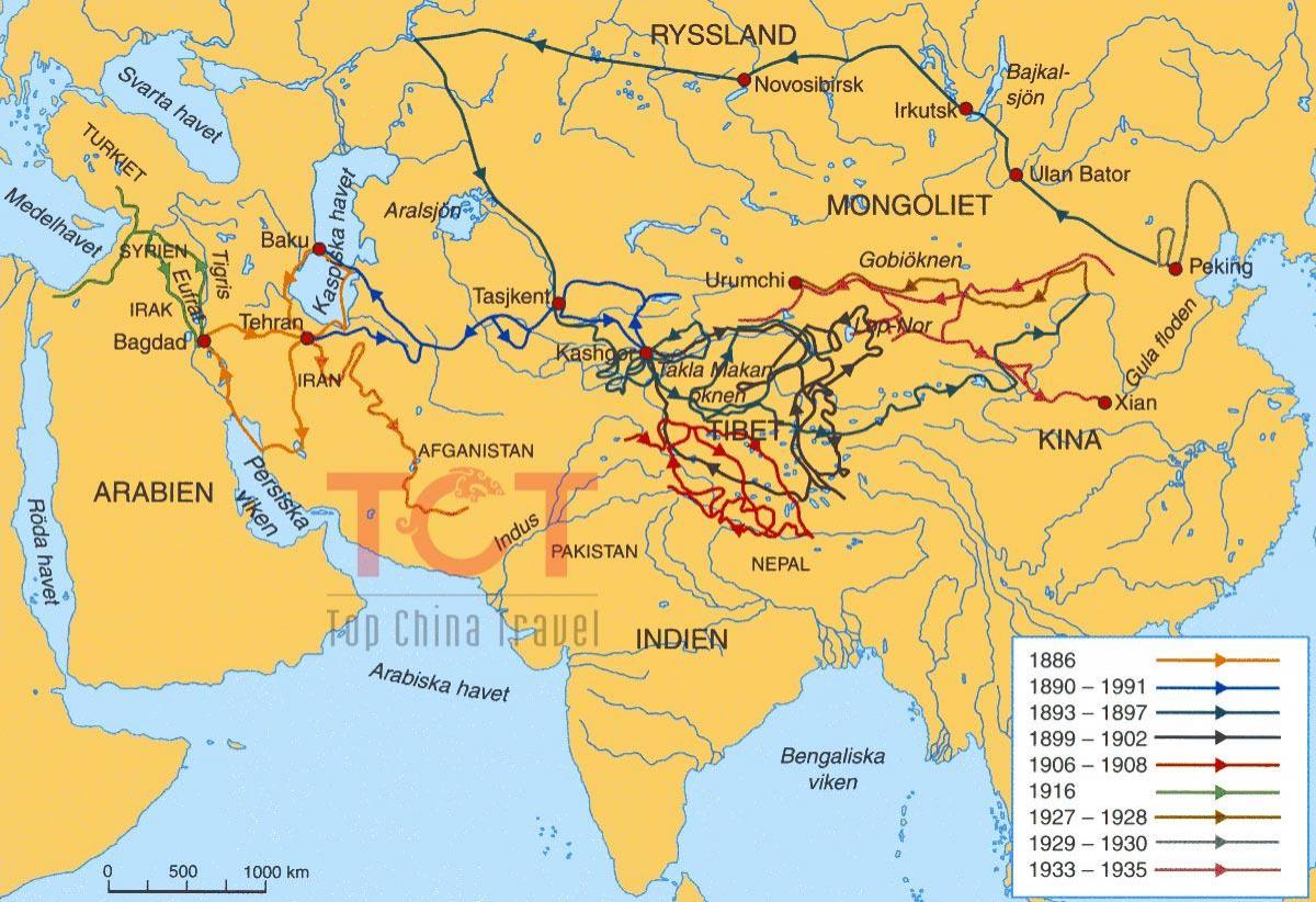χάρτης του δρόμου του μεταξιού στην αρχαία Κίνα