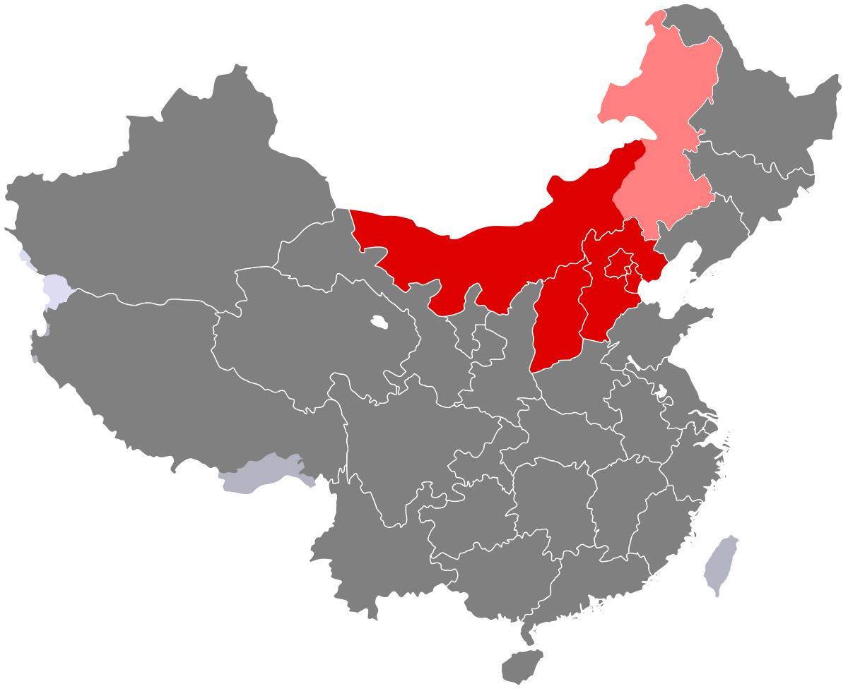 χάρτης της βόρειας Κίνας
