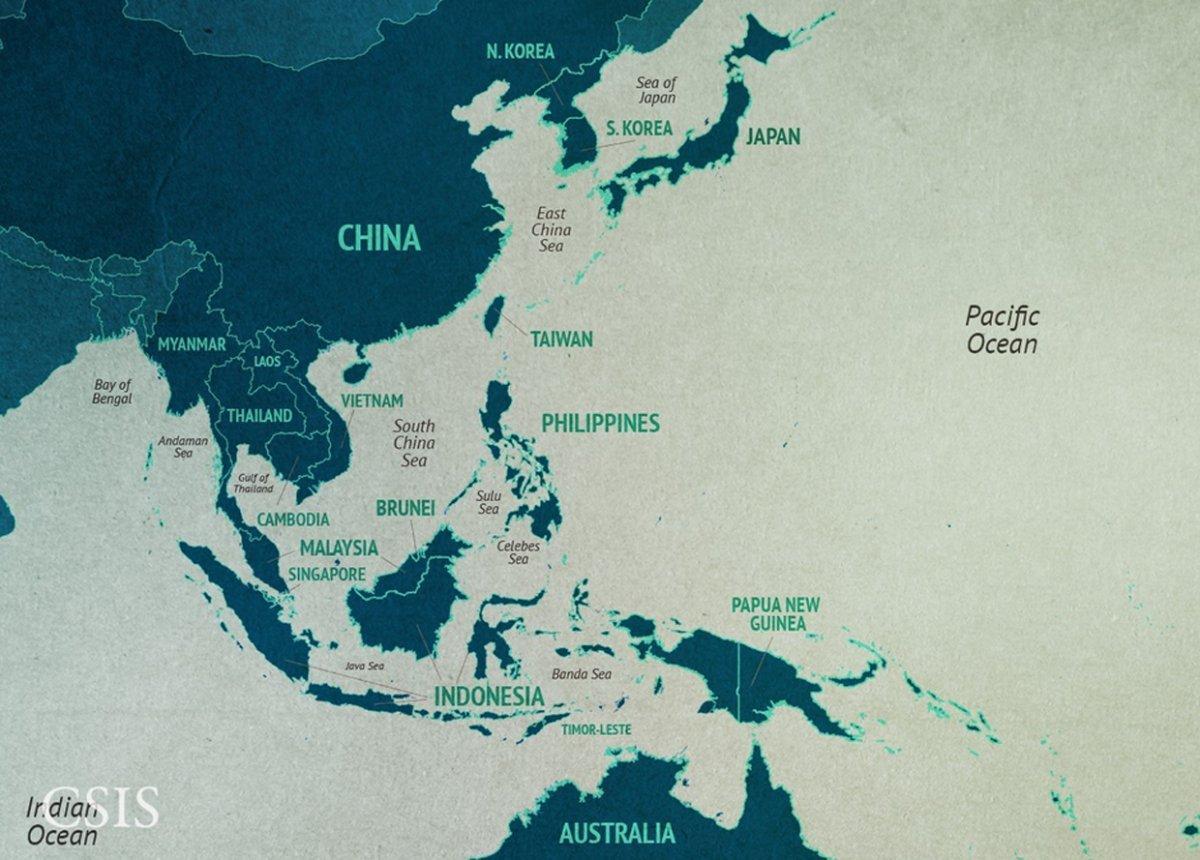 Η κίνα στη θάλασσα της νότιας Κίνας χάρτης