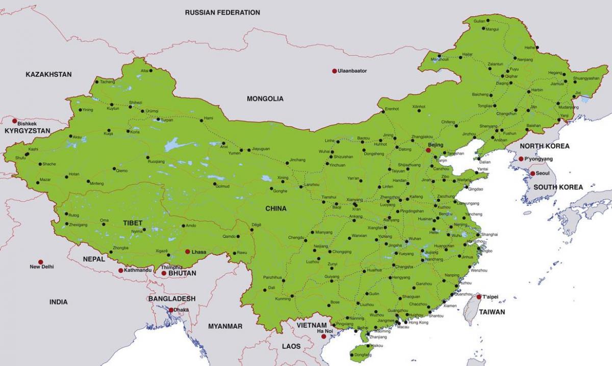 Κίνα χάρτη των πόλεων