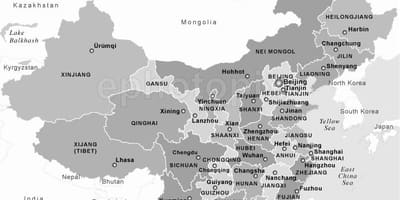 Χάρτης της Κίνας, μαύρο και άσπρο